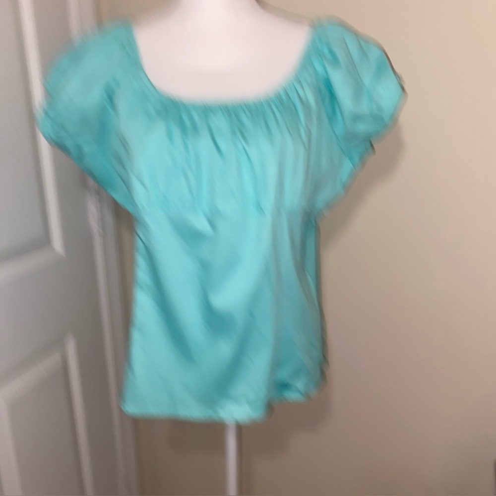 Pinup Couture mint  Blouse with Puff Sleeves